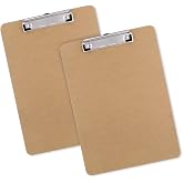 Macroclo Wood Clipboards Set of 2, Letter Size Hardboard Clip Board 8.5x11 | A4 Standard Size 9" x 12.5" for Classroom, Students, Office &amp; School Supply
