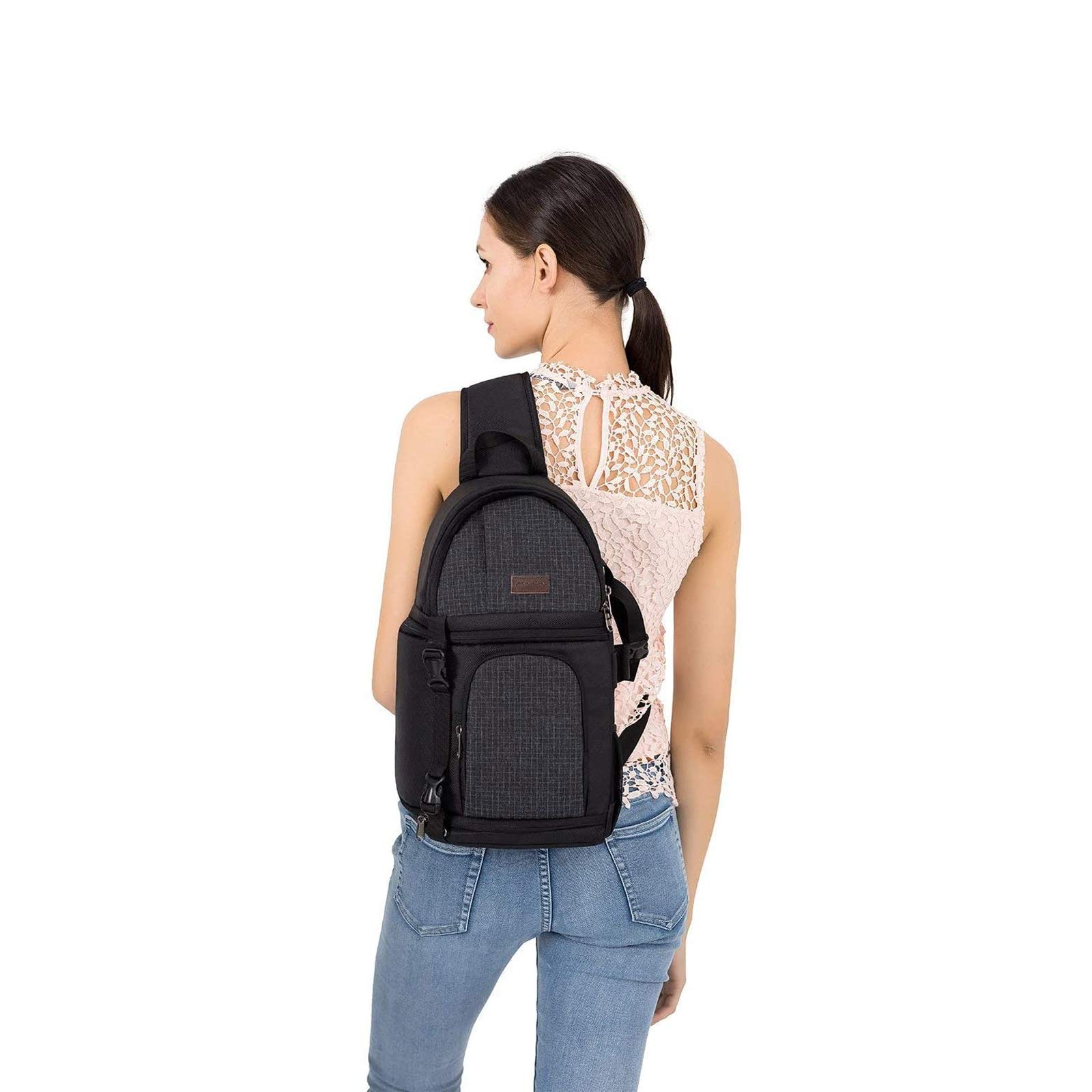 MOSISO Camera Sling Bag, DSLR/SLR/Mirrorless Camera Backpack Case Shockproof Photography Backpack with Tripod Holder & Removable Modular Inserts Compatible with Canon/Nikon/Sony/Fuji