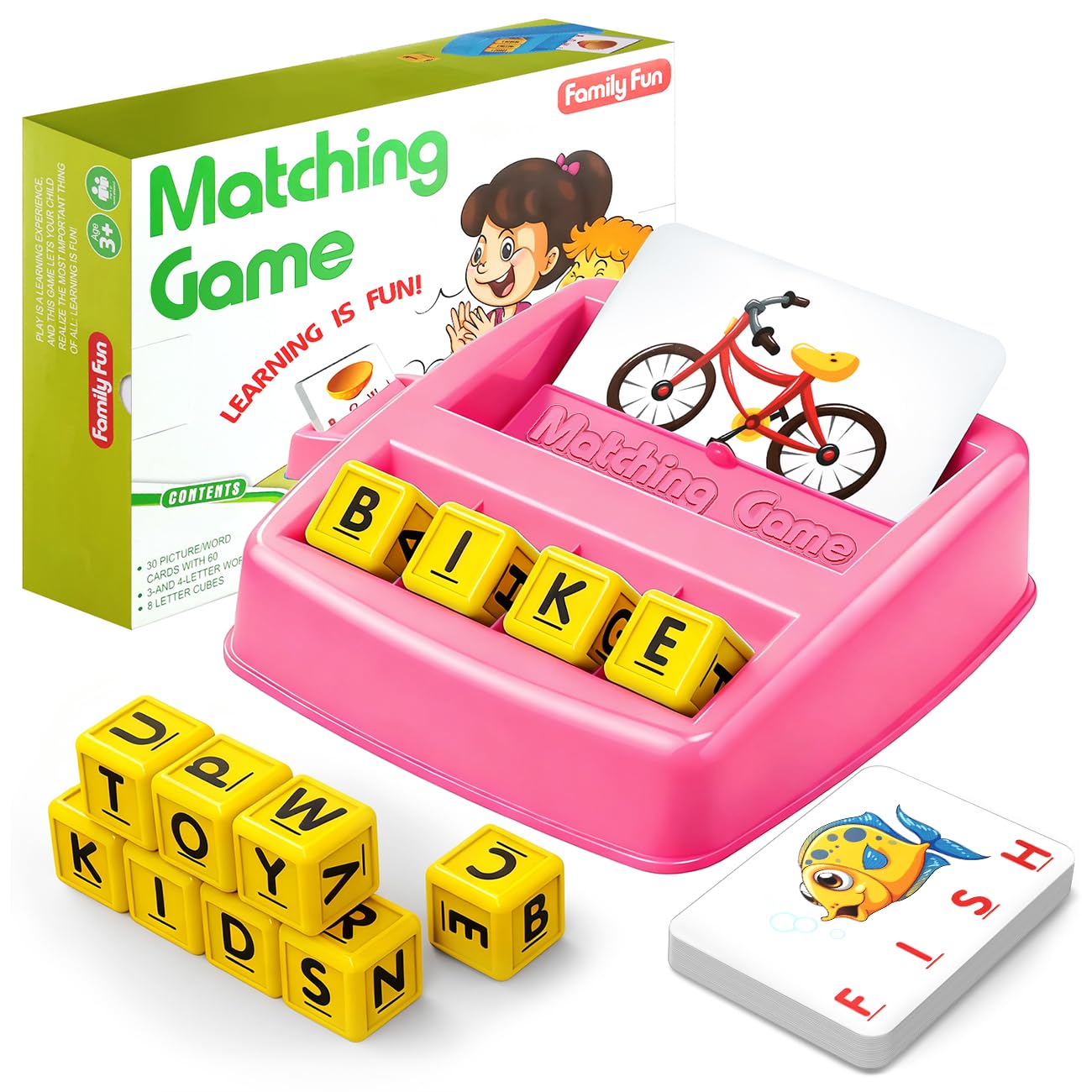 HahaGift Learning Toys for 2 3 4 Year Olds kids Gifts, Educational Toys for 3 4 5 Year Olds, Matching Spelling Game Kids Toys age 3 4 5 Letter Spelling and Reading Montessori Toy for 2 3 Year Old