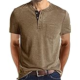 Angbater Men's Henley Shirts Casual Short Sleeve Button Cotton Tee Fashion Classic Tee T-Shirt with Pocket