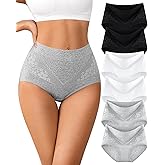 IROCUE High Waisted Underwear for Womens Cotton Tagless Soft Ladies Panties Full Coverage Slight Tummy Control Briefs 5 Pack