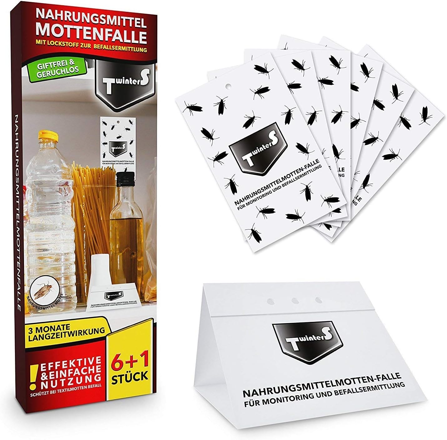 TwinterS - Profi-Pheromonfalle zur Befallsermittlung von Lebensmittelmotten, Dörrobstmotten, Nahrungsmittelmotte (6+1)