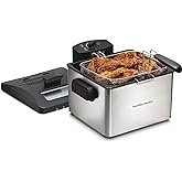 Hamilton Beach 35042 Professional Style Electric Deep Fryer, XL Frying Basket, Lid with View Window, 1800 Watts, 21 Cups / 5 