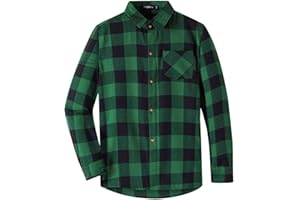 Spring&Gege Boys Casual Long Sleeve Plaid Flannel Button Down Shirt for Children (2-14 Years)