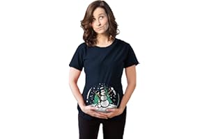 Crazy Dog Tshirts Maternity Snow Globe T Shirt Funny Cute Christmas Reveal Pregnancy Announcement Funny Graphic Maternity Tee