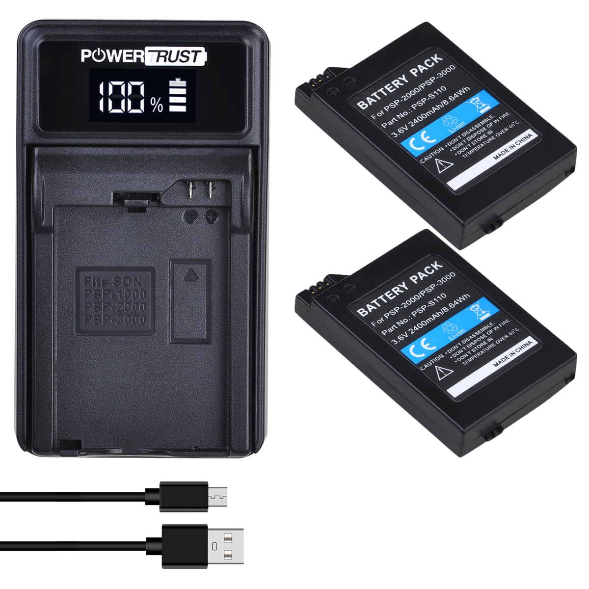 PowerTrust 2400mAh PSP-2000 Battery Compatible with Sony PSP 2000 PSP-3000 PSP-S110 PSP-2001 PSP-3001 PSP-3002 PSP-3004 Console