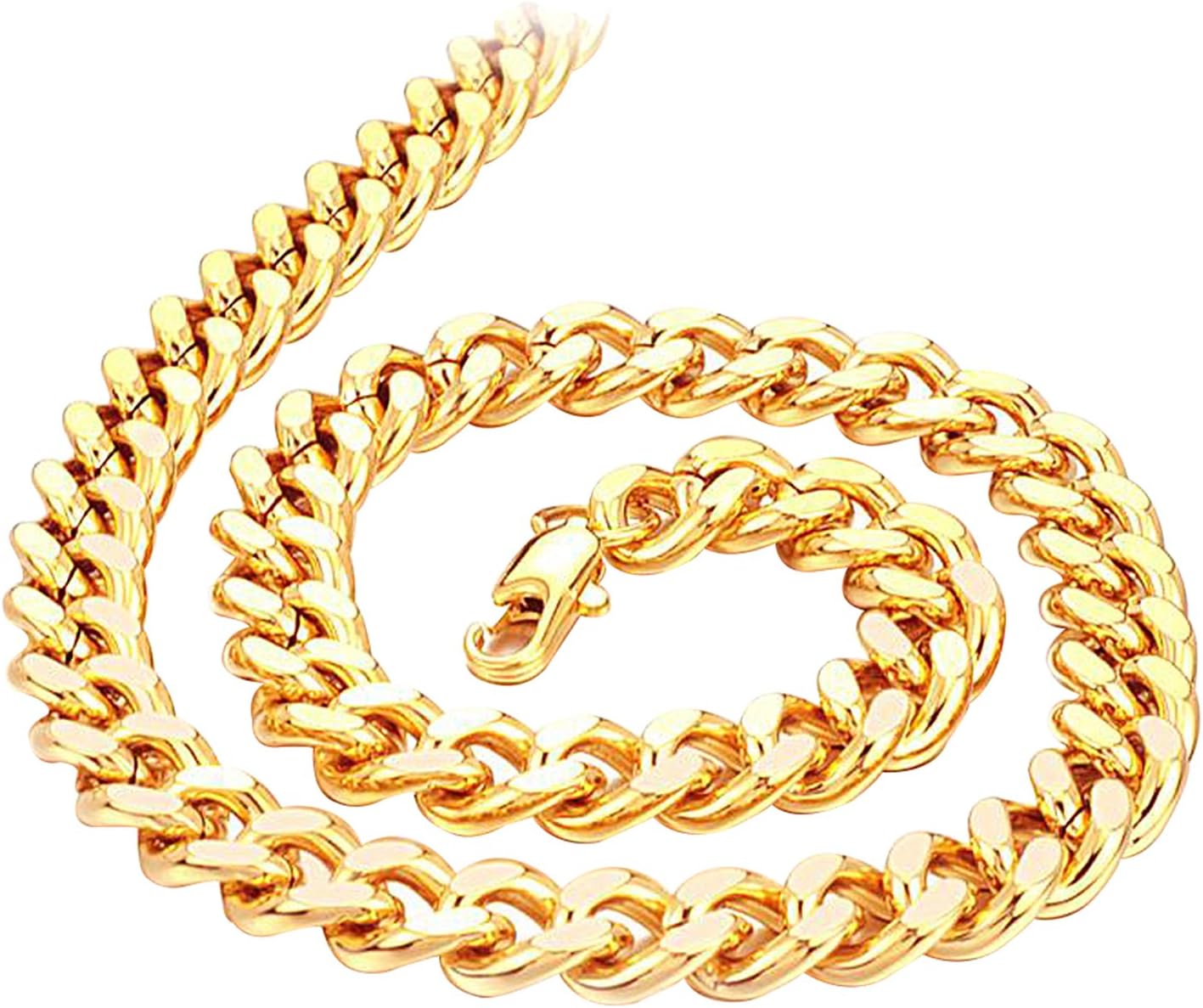 Opk Jewelry Fashion Men's Twisted Chain Necklace 18k Gold Plated Hemp Flowers Link 19.49 Inch Length 9mm Width New Design Gp Gift