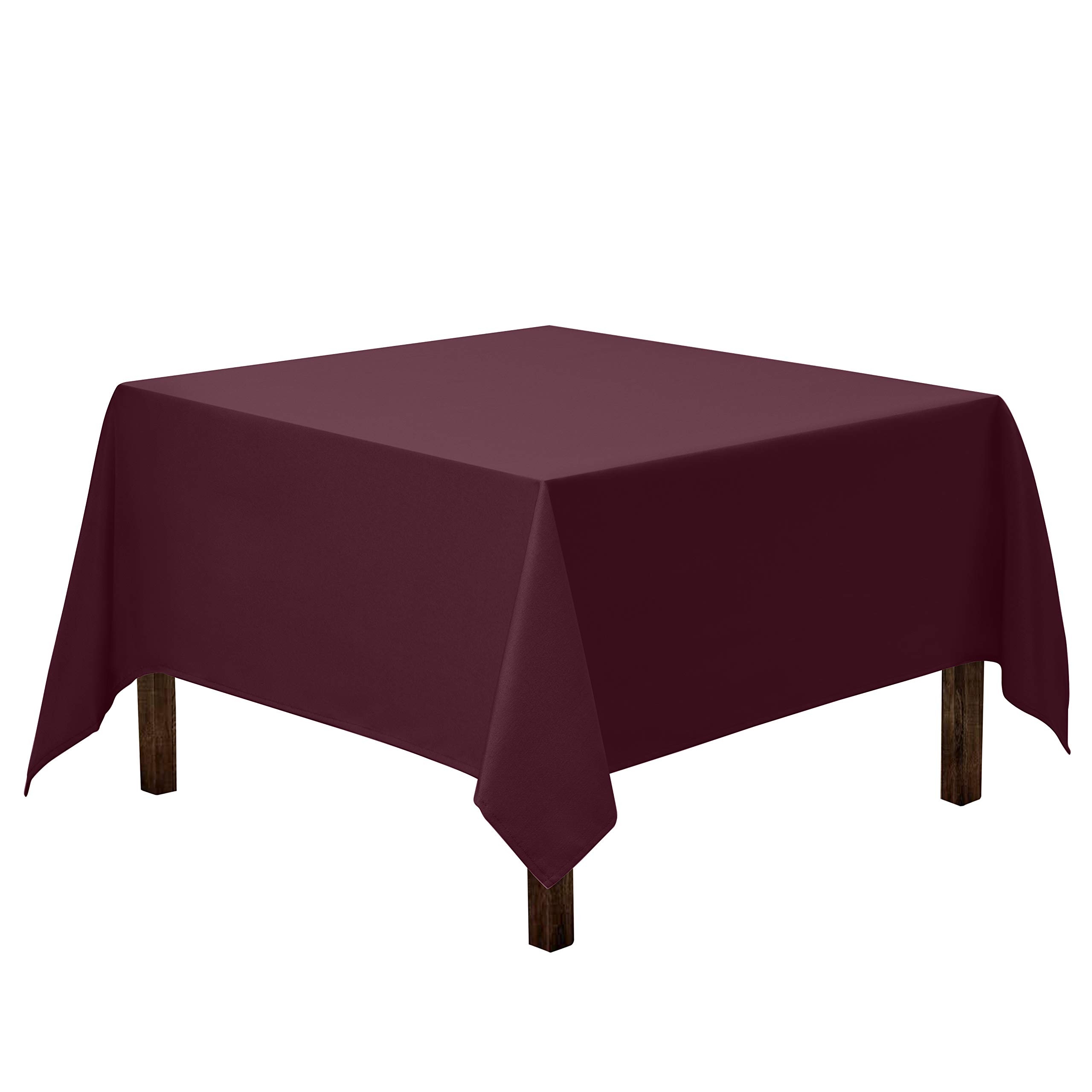 Gee Di Moda Burgundy 52 x 52 Inch Square Tablecloth - Heavy Duty Washable Polyester for Buffet Table, Wedding & Baby Shower