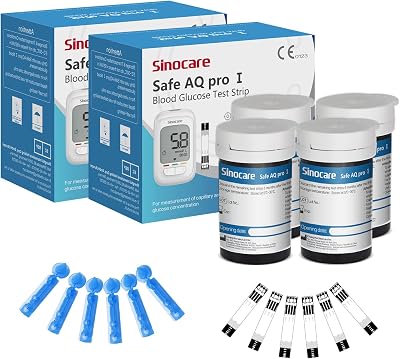 Sinocare Safe AQ Pro I Test Strips 100 No Coding Lancing Devices 100