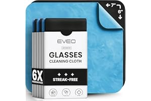EVEO Glasses Cleaning Cloth - (6 Pack) Lens Cleaning Cloth Glasses Cleaner - Microfiber Cloth for Glasses Microfiber Cloth Eyeglass Cleaner, Screen Cleaner, Camera, Eyeglasses, VR/AR -Black & Blue