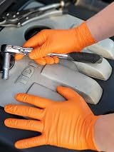 100 Heavy Duty Orange Nitrile Gloves 8.5 mil LARGE Diamond Texture view 8