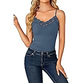 LYANER Women's Lace V Neck Camisole Adjustable Strap Cami Sleeveless Tank Undershirt Top