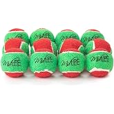 Midlee 1.5" Mini Squeaker Christmas Dog Tennis Balls - Red/Green Pack of 12