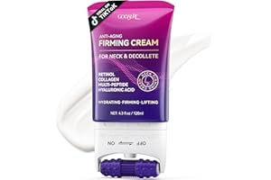 GOOSURE Firming Neck Cream with Retinol, AH-8 Hexapeptide Collage, Firm Sagging Skin on the Neck and Décolleté, Promote Skin repair, Neck Firming Cream with Massage Roller, Value Size 4.3 fl oz