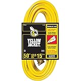 Yellow Jacket 2884 12/3 Heavy-Duty 15-Amp SJTW Contractor Extension Cord with Lighted Ends, Ideal for Heavy Duty Equipment an