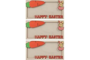 Uonlytech 3pcs Easter Money Holder: Wooden Card Box Cash Wallet with Bunny Carrot Pattern Envelope Gift for DIY Basket Stuffe