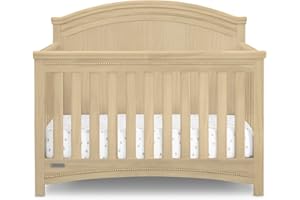 Delta Children Simmons Kids SlumberTime Emma 4-in-1 Convertible Baby Crib N More - Greenguard Gold Certified, Natural Sandstone