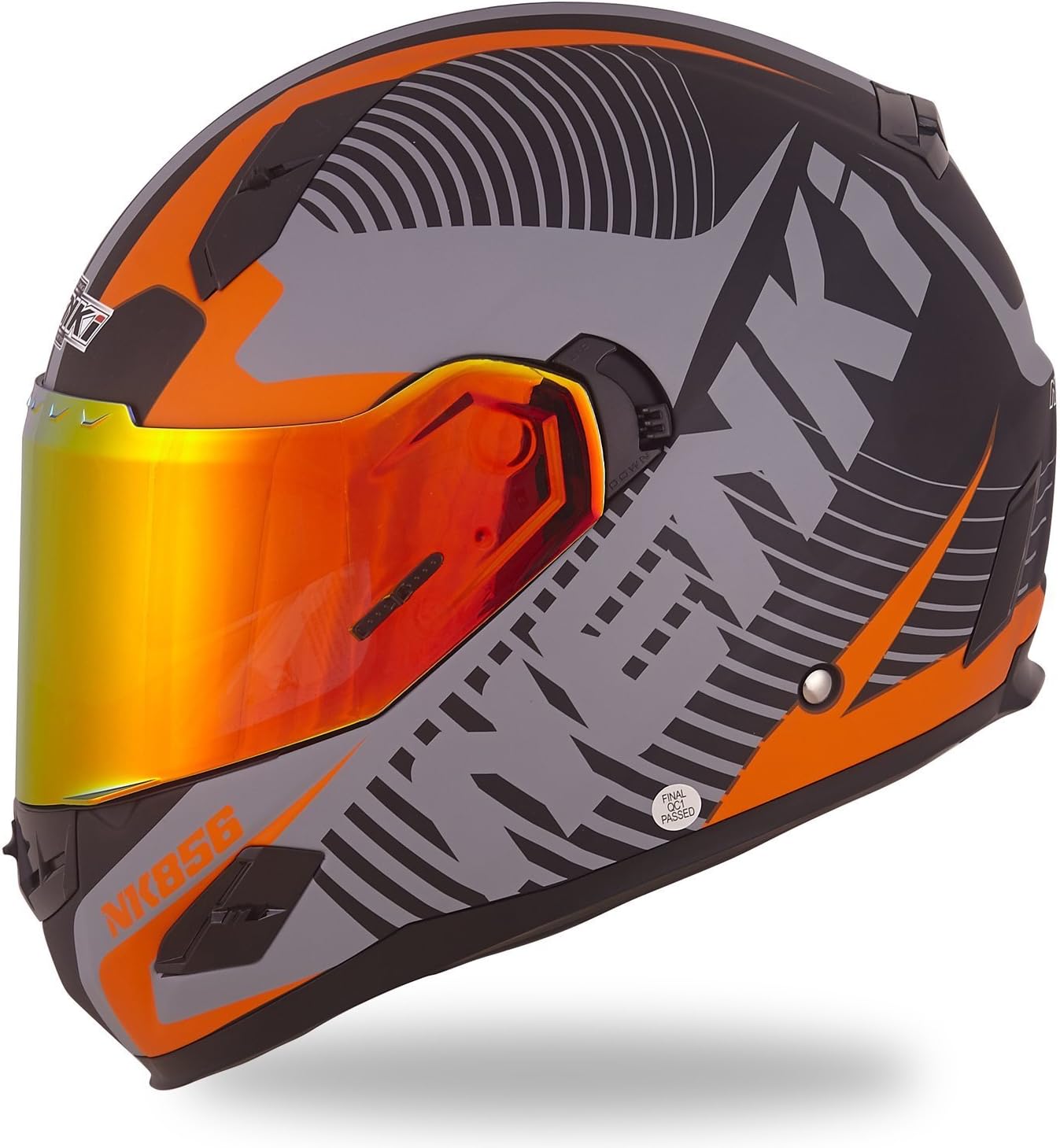 NENKI NK-856 Full Face Motorcycle Helmets DOT Approved with Iridium Red Visor and Inner Sun Shield Attached Outer Clear Visor