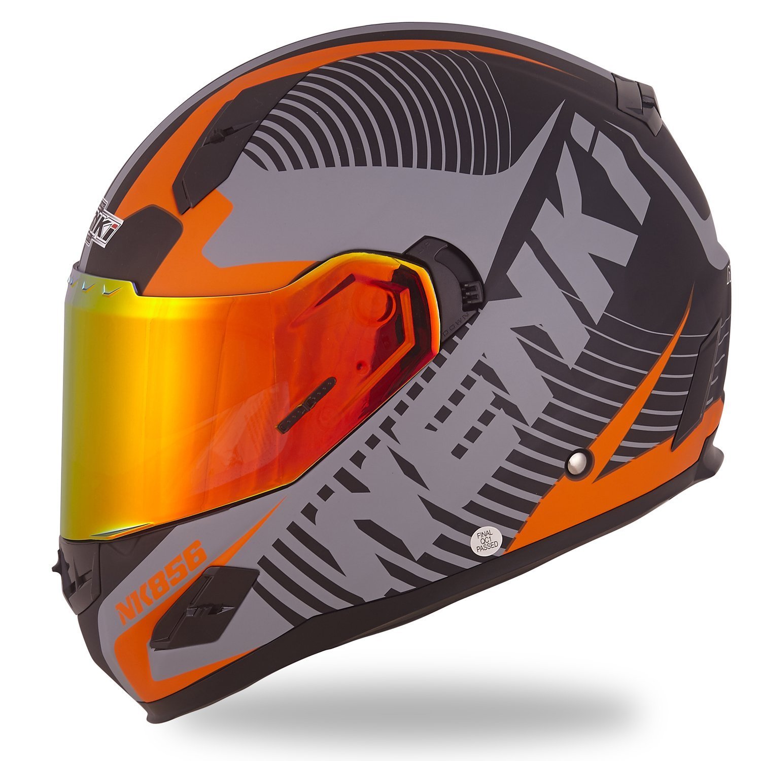 NENKI NK-856 Full Face Motorcycle Helmets DOT Approved with Iridium Red Visor and Inner Sun Shield Attached Outer Clear Visor