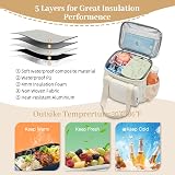 HSHRISH Large 10L Insulated Lunch Bag Women Waterproof Leakproof White view 7