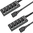 PWM Fan Hub, 2 Pack PC Fan Splitter 5 Way Sleeved Power Supply Cable Adapter, Internal Motherboard Fan Power Extension Cable Cord for Computer Cooler Case 4-Pin and 3-Pin Fans, 17.7inch