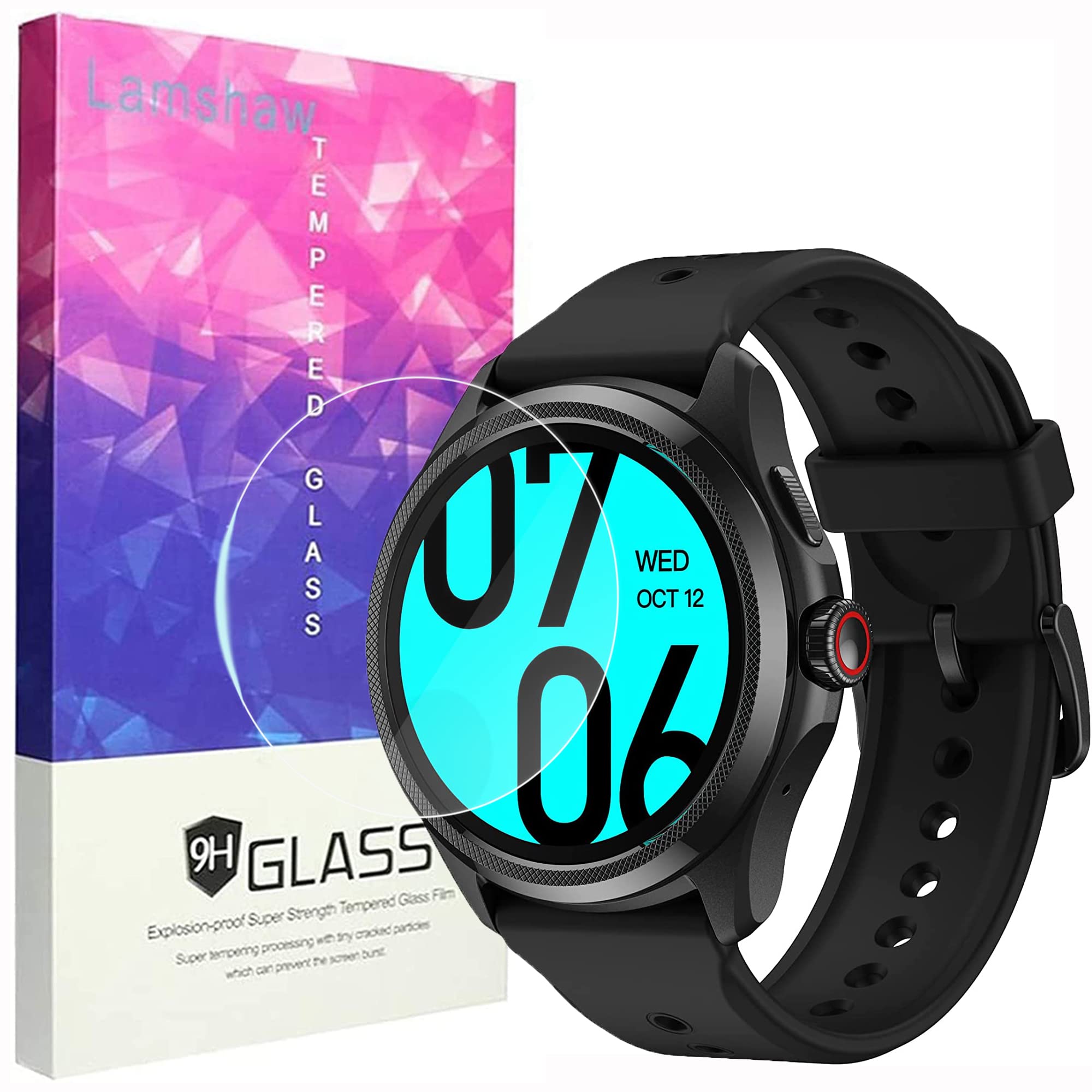 Blueshaweu Compatible for Ticwatch Pro 5 Screen Protector, [3 Pack] 9H Tempered Glass Screen Protector Film Compatible with Ticwatch Pro 5 Android Smartwatch (3 pack)