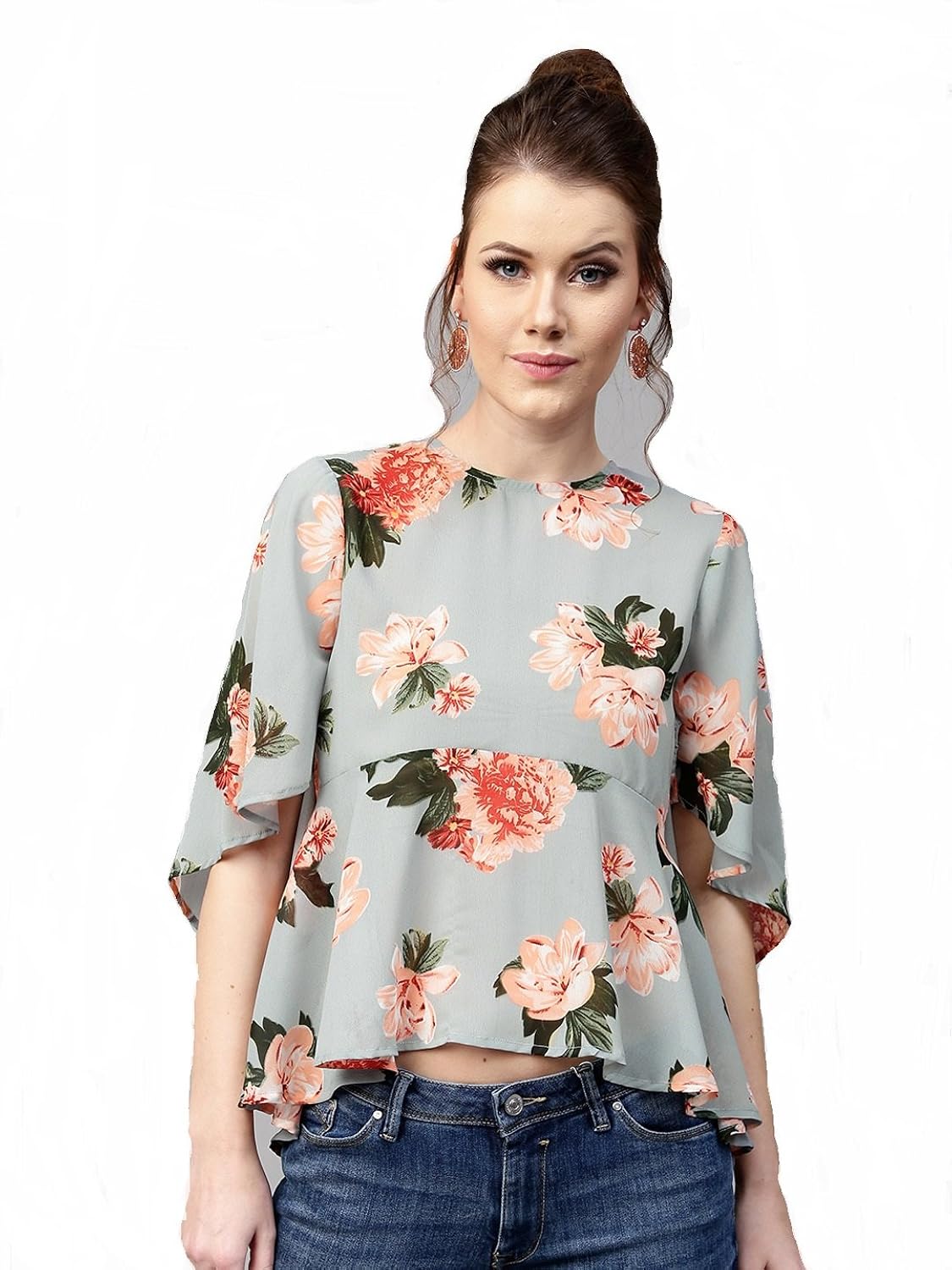 poison ivy casual short sleeve floral print women ice bluetop