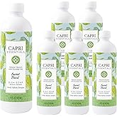 CAPRI ESSENTIALS Dish Soap Liquid, Natural Household Cleaning, Plant Based Aromatic Dish Detergent, Blend of Essential Oils with Almond Oil, Eucalyptus & Peppermint, Sweet Basil, 16 FL Oz (6 Pack)