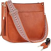 HKCLUF Vegan Leather Crossbody Bags Purse for Women Trendy Tassel Hobo Handbag Women With 2PCS Adjustable Guitar Strap | Vegan Leather, Trendy, Tassel, Women, 2PCS