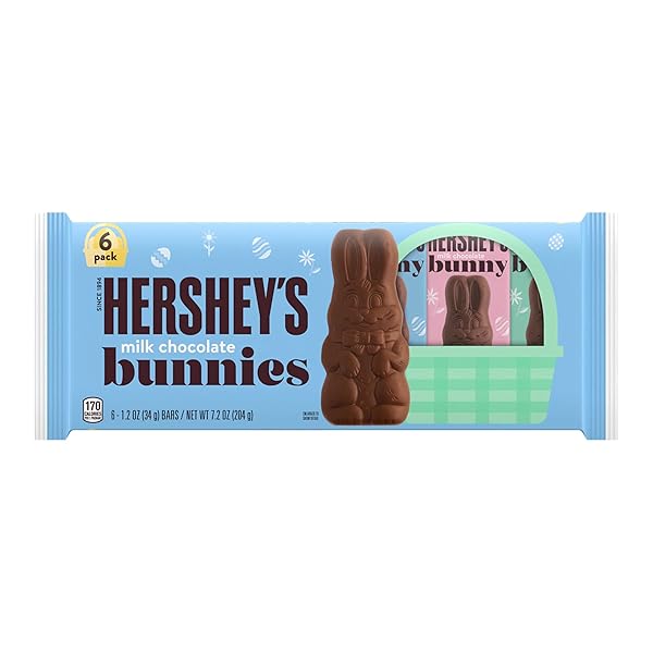 HERSHEY’S MILK CHOCOLATE BUNNIES, EASTER CANDY PACKS, 1.2 OZ (6 COUNT)