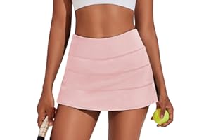 PINSPARK Pleated Tennis Skirts for Women with Short Pockets High Waisted Athletic Golf Skort Workout Pickleball Mini Skirt