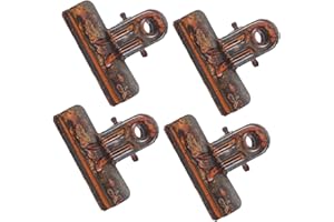 CykTxei 4 Pcs Rustic Metal Bulldog Clips Small Hinge Paper Clamps for Office School Documents Photos Newspapers Artwork Craft