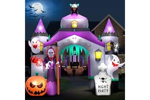Vertimia 12.5ft Halloween Inflatable Castle - Durable Outdoor Decoration with Quick-Inflate Fan, Colorful Lights - Perfect for Kids & Adults, Easy Setup & Storage for Halloween Outdoors Yard Decor