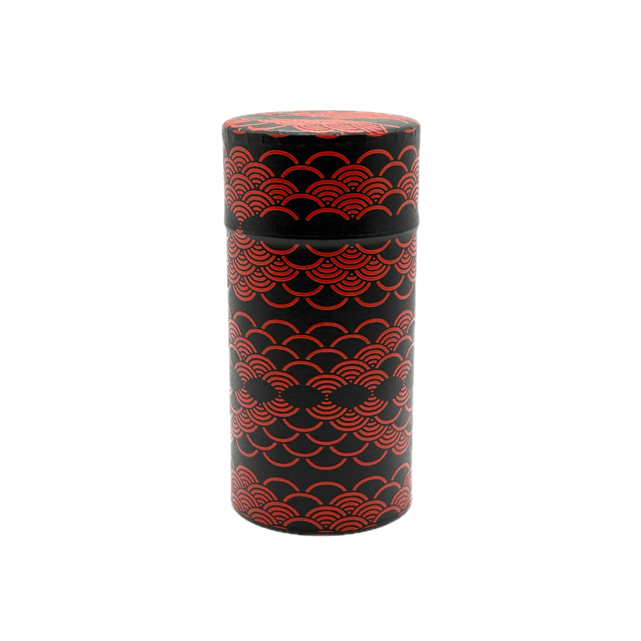 Photo 1 of ??????? Japanese Tea Canister Tin KAMAKURABORI Nami(Wave) Pattern/Double Lid/Japanese Washi Paper Pasted /200g Tea Capacity/Loose Leaf Tea Storage/Storage Container with Lid