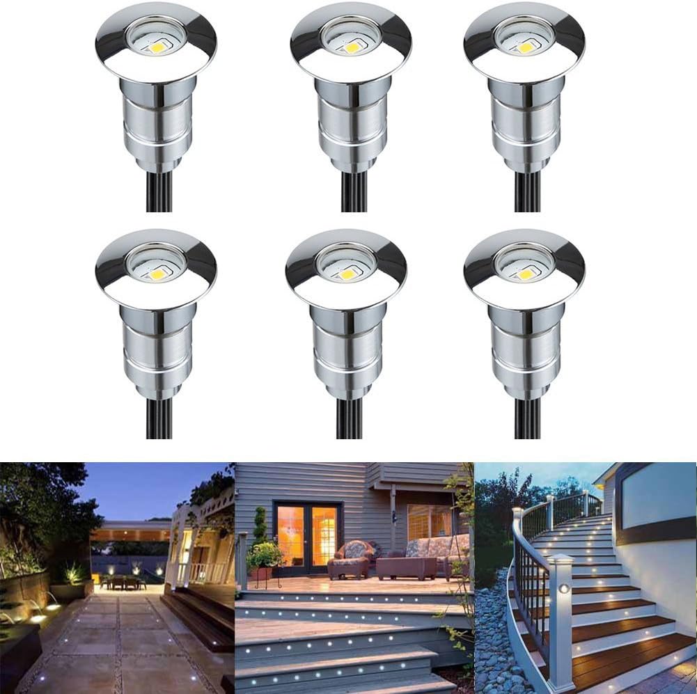 FVTLED 6pcs Mini led Floor-Mounted luminaires IP67 Ø24mm 0.6W DC12V staircases Built-in spotlights LED Outdoor lamp Floor Mounted Lights Garden Path [Energy Class A]