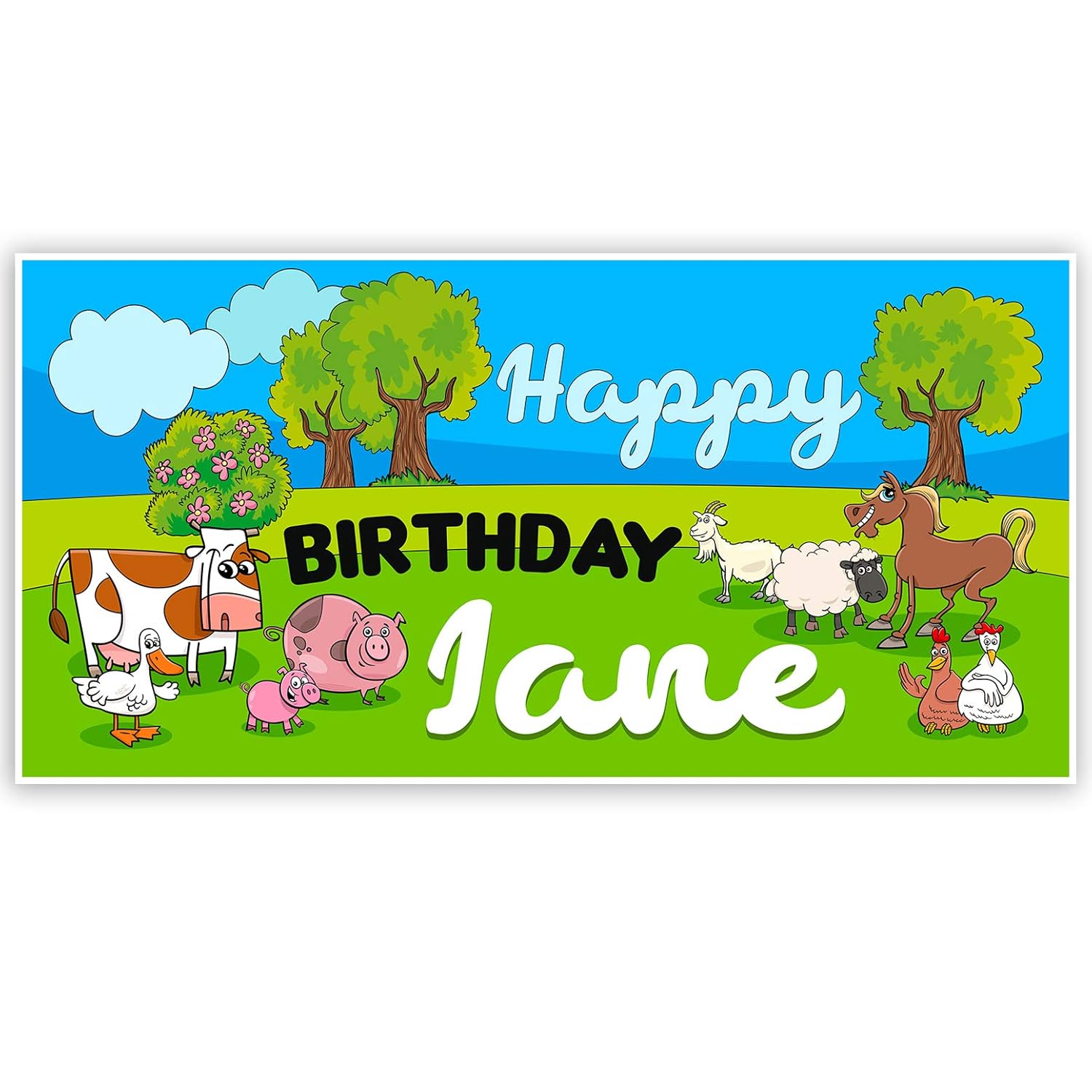 Amazon.com: Cartoon Farm Animals Birthday Banner: Handmade