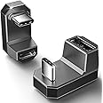 JSAUX 180° USB C Adapter 2 Pack, 180 Degree Angle Type C Male to Type C Female (USB 4.0/PD 100W) and USB C Male to USB A Female Adapter, for Steam Deck, Switch 2, Laptop, Tablet, Phone - Black