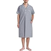 Latuza Men's Cotton Nightshirt Short Sleeve Nightgown with Pockets