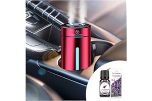 CAMATERLOT Smart Car Air Fresheners Rechargeable Ultrasonic Atomized Refreshing Experience Contains 4 Bottles of 10ml French Natural Fragrance Adjustable Concentration Auto On/Off Use in Car or Home(Wine red)