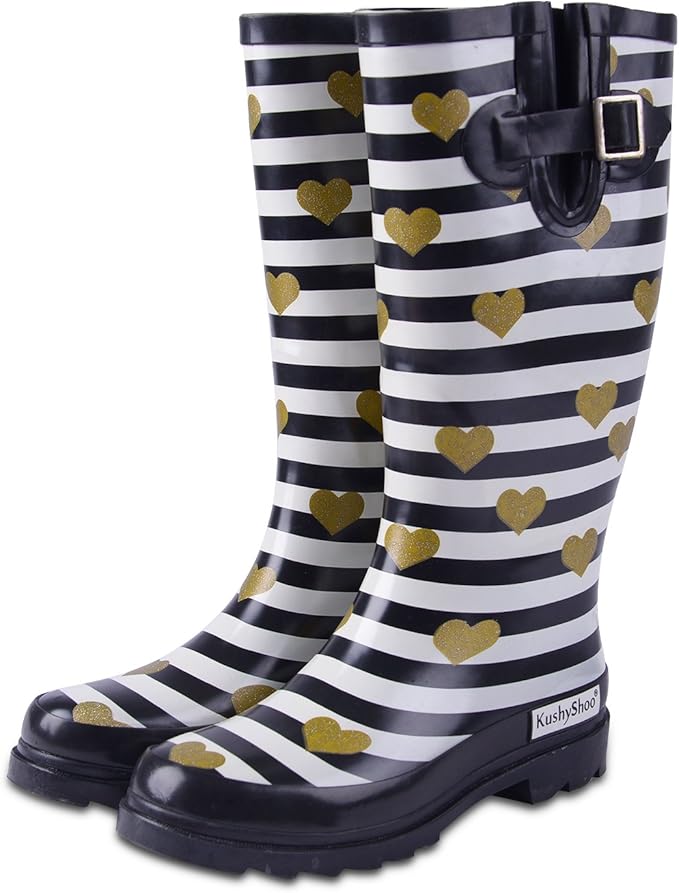 KushyShoo Women's Mid Calf Waterproof Rubber Rain Boots Amazon.ca