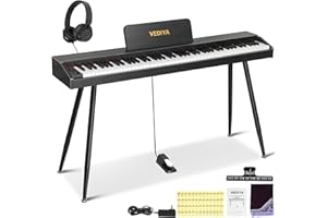 Vediya Digital Piano Keyboard 88 key,Semi-Weighted Electric Piano,Full Size Acoustic Piano for Beginners with,Pedal, USB-MIDI Compatibility (Black)