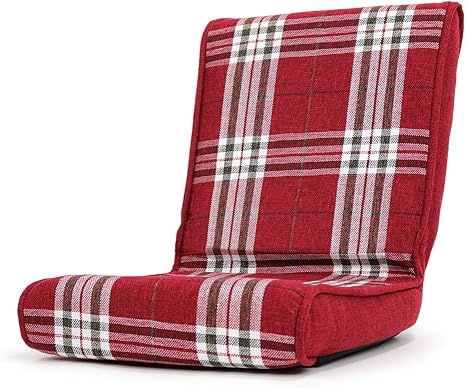 Amazon 座椅子 コンパクト こたつ 椅子 フロアーチェア クローゼット 収納可能 秋月 折りたたみタイプ チェックレッド色 座椅子 オンライン通販