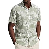 PJ PAUL JONES Mens Hawaiian Shirt Short Sleeve Button Down Shirts Casual Tropical Floral Summer Beach Vacation Shirts