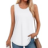 SMENG Women's Loose Fit Tank Tops Casual Flowy Curved Hem Sleeveless Basic Scoop Neck UPF 50+ Protection Tunic