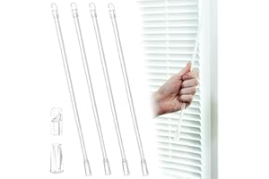 ACCENCYC 4Pcs Blind Rod Replacement Parts PVC Blind Tilt Wand with Hook and Handle Stick for Windows Curtain Door Shades Opener Accessory (17 Inch)