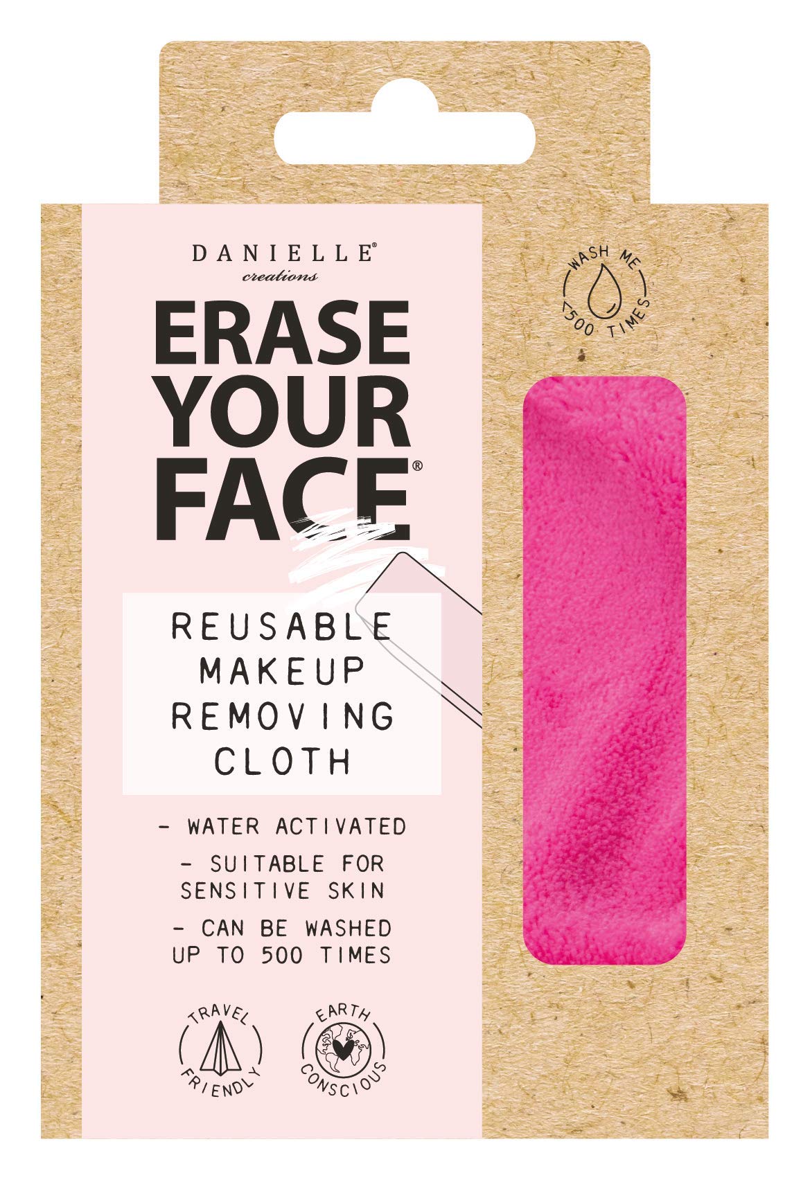 Danielle Creations Erase Your Face Eco Friendly Reusable Make Up Remover Cloth in Pink