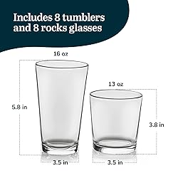 Libbey Flare Tumbler and Rocks Glasses Set, Stylish