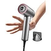 TYMO Ionic Hair Dryer for Women, Professional Blow Dryer with 110000 RPM Brushless Motor for Fast Drying, Travel Lightweight AIRHYPE Lite Hairdryer, Low Noise, 4 Temps & 3 Speeds for Man, Silver