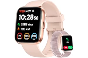 WONELIGO Smart Watch for Women, Answer/Make Calls, Alexa Built-in, 1.85" Touch Screen Fitness Tracker for Android & iPhone, Heart Rate/Sleep/SpO2 Monitor Smartwatch, IP68 Waterproof 100+ Sport Modes, 2 Bands