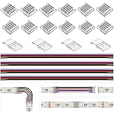 BTF-LIGHTING 12mm 0.47in Width Transparent Connector Kit 8pcs Corner Connector 4pcs Gapless Solderless Connector 4pcs 15cm Lo